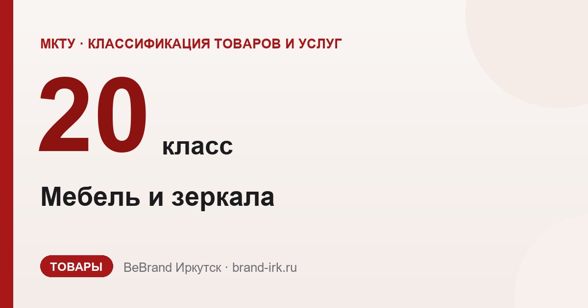 20 класс МКТУ: мебель, зеркала, изделия из дерева и пластика