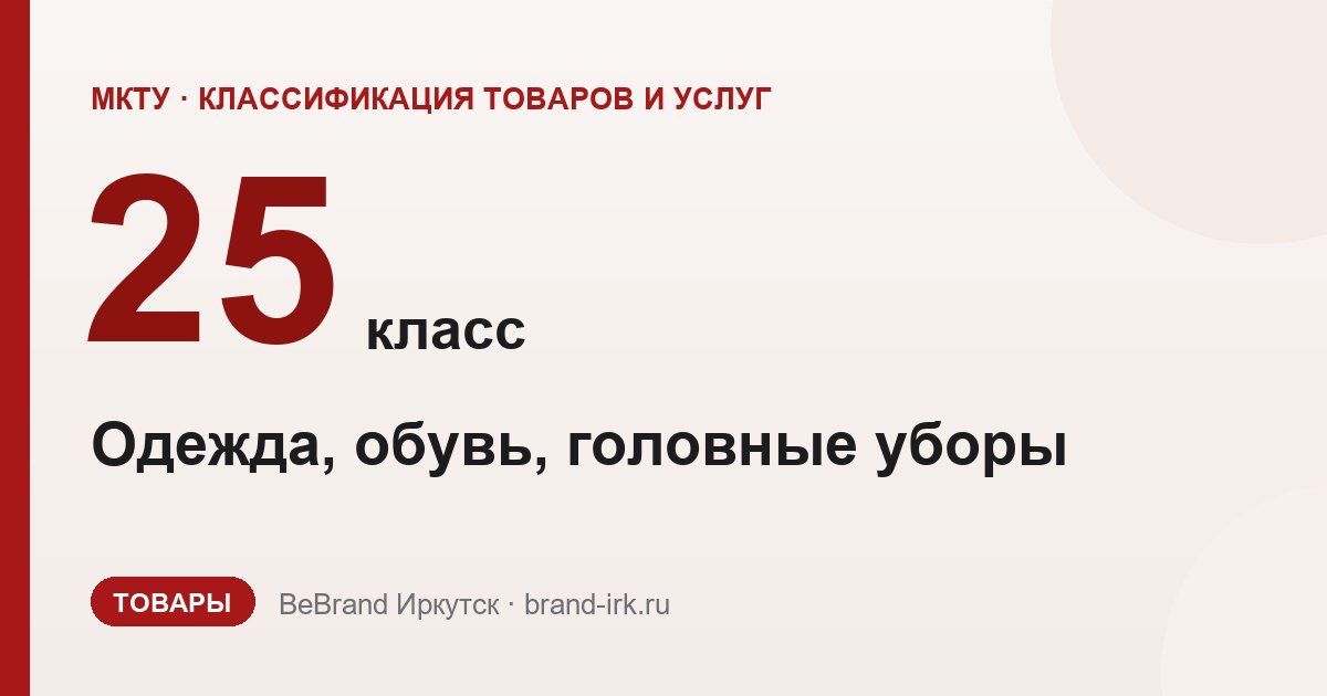 25 класс МКТУ — Одежда, обувь, головные уборы